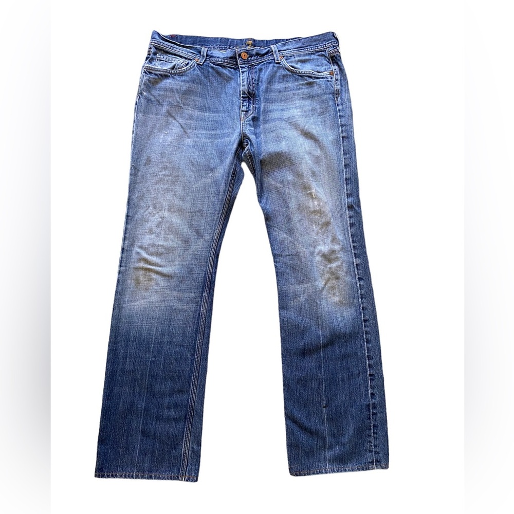 7 Seven For All Mankind Mens 38 Relaxed Fit Jeans Blue Distressed